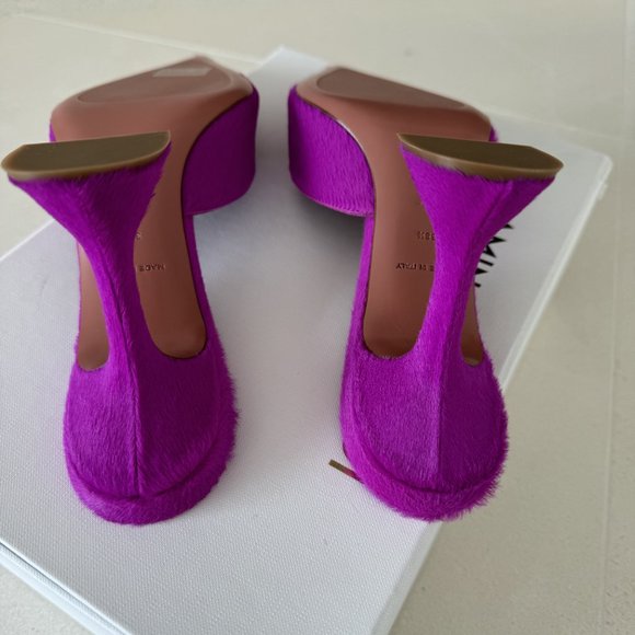 New Amina Muaddi Fiona Pony Mule Pony Pink, 38.5 with Box Tag - Picture 7 of 15